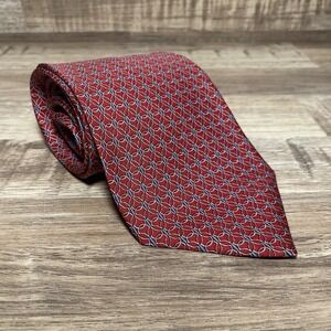 GIANFRANCO FERRE Silk Necktie Italy Geometric Interlocking Links L 60" - W 3.75"